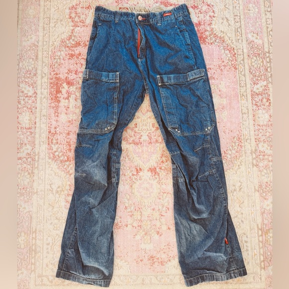 Marc Ecko Other - Marc Ecko, Men Vintage Dark Blue Cargo Denim Pants with Utility Pockets